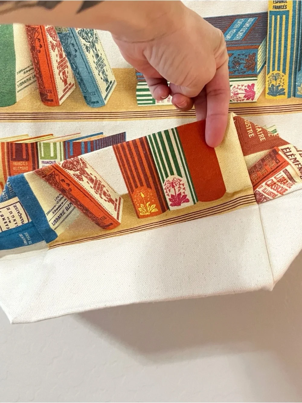 Cavallini Papers & Co Canvas Library Books Vintage Tote Bag